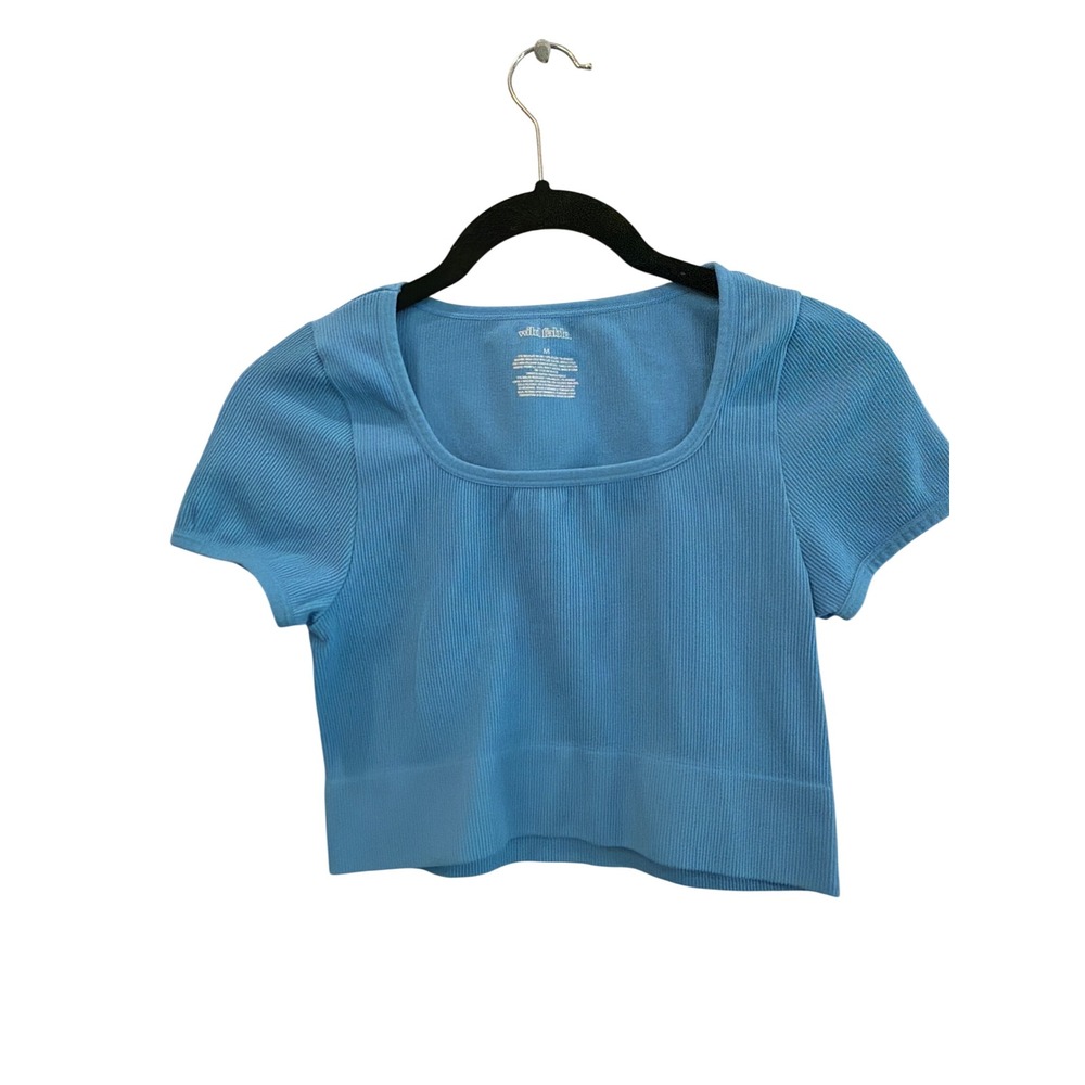 Wild Fable Blue Ribbed Seamless Square Neck Crop Top Womens Medium